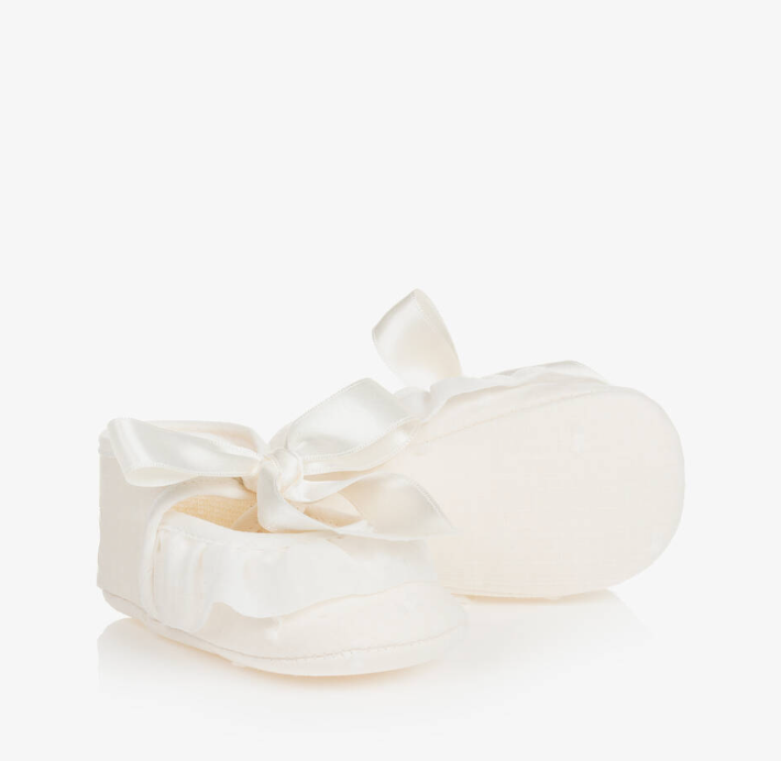 PAZ RODRIGUEZ Ivory Ruffle Baby Pre-Walkers