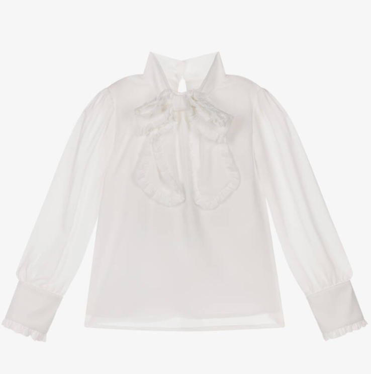 PATACHOU Girls Ivory Crêpe Bow Blouse