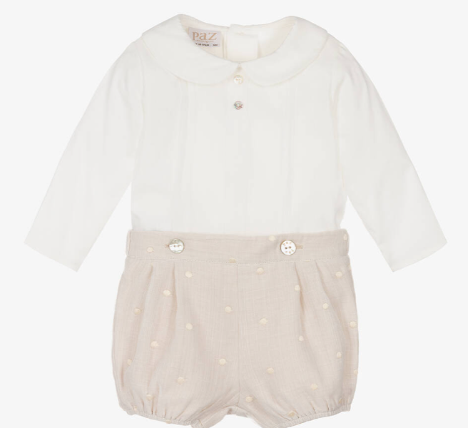 PAZ RODRIGUEZ Baby Boys Ivory Cotton Buster Suit