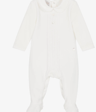 Load image into Gallery viewer, PAZ RODRIGUEZ Ivory Velour Collared Babygrow
