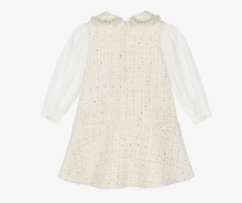 Load image into Gallery viewer, PATACHOU Girls Ivory Tweed Dress with Chiffon Sleeves
