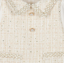 Load image into Gallery viewer, PATACHOU Girls Ivory Tweed Dress with Chiffon Sleeves
