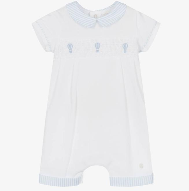 PATACHOU Baby Boys White & Blue Piqué Shortie