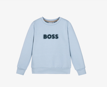 Load image into Gallery viewer, BOSS Boys Blue Crew Neck Cotton Sweatshirt
