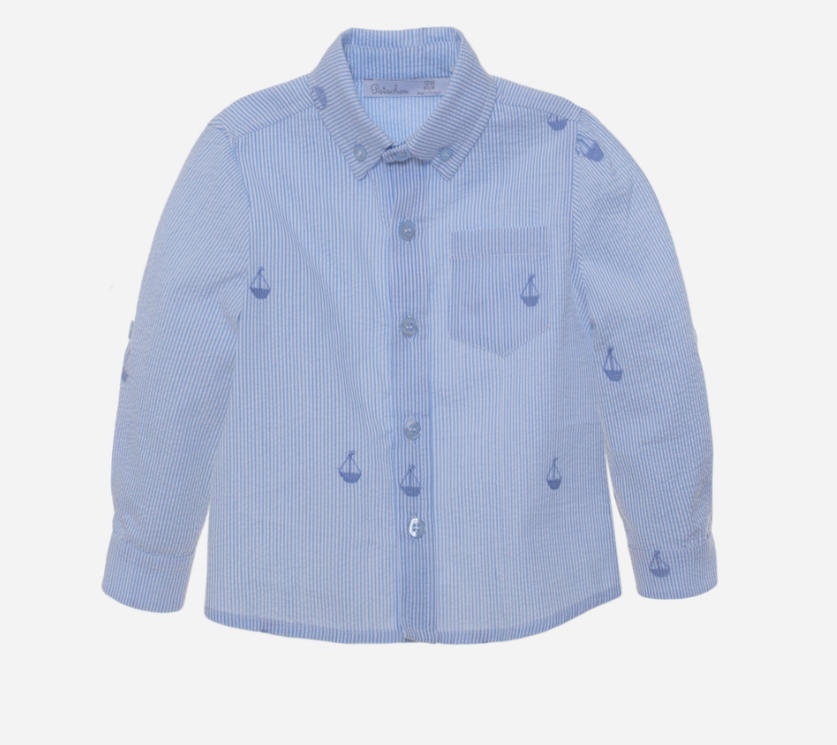 PATACHOU Blue shirt with boat embroidery