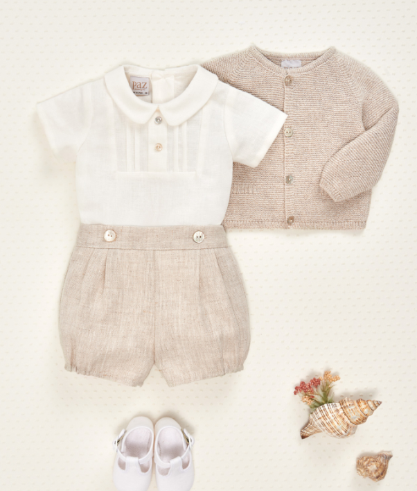 PAZ RODRIGUEZ BABY LINEN SHORTS AND SHIRT SET