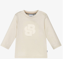 Load image into Gallery viewer, HUGO BOSS Boys Ivory Long-Sleeve Top with Bouclé Double B Monogram Logo
