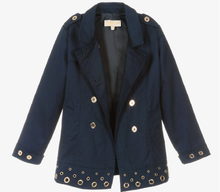 Load image into Gallery viewer, MICHAEL KORS Girls Blue Cotton Trench Coat
