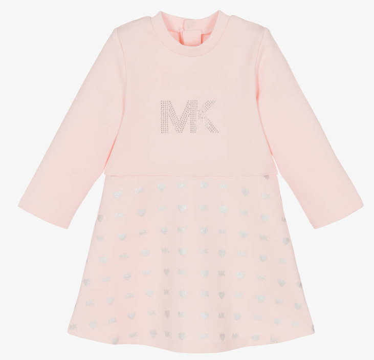 MICHAEL KORS Girls Pink Jersey Monogram Dress