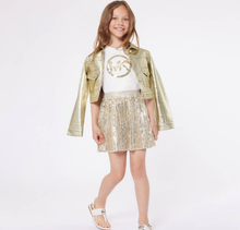 Load image into Gallery viewer, MICHAEL KORS Girls Gold Sequin Cotton &amp; Tulle Dress
