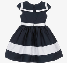 Load image into Gallery viewer, PATACHOU Girls Navy Blue &amp; White Cotton Dress
