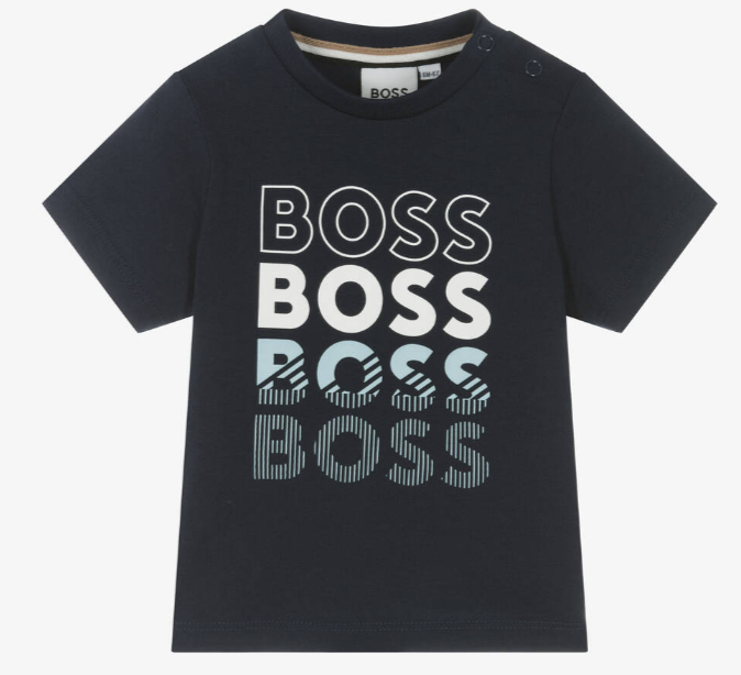 HUGO BOSS Baby Boys Navy Blue Cotton T-Shirt