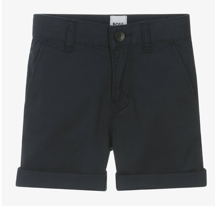 HUGO BOSS Boys Navy Blue Cotton Chino Shorts