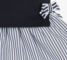 Load image into Gallery viewer, PATACHOU Girls Navy Blue &amp; White Cotton Dress
