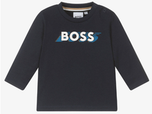 Load image into Gallery viewer, HUGO BOSS Boys Navy Blue Cotton Top
