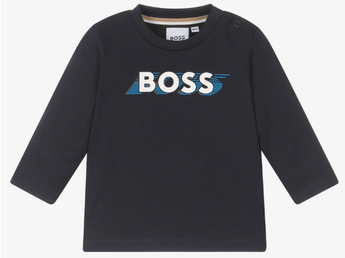 HUGO BOSS Boys Navy Blue Cotton Top