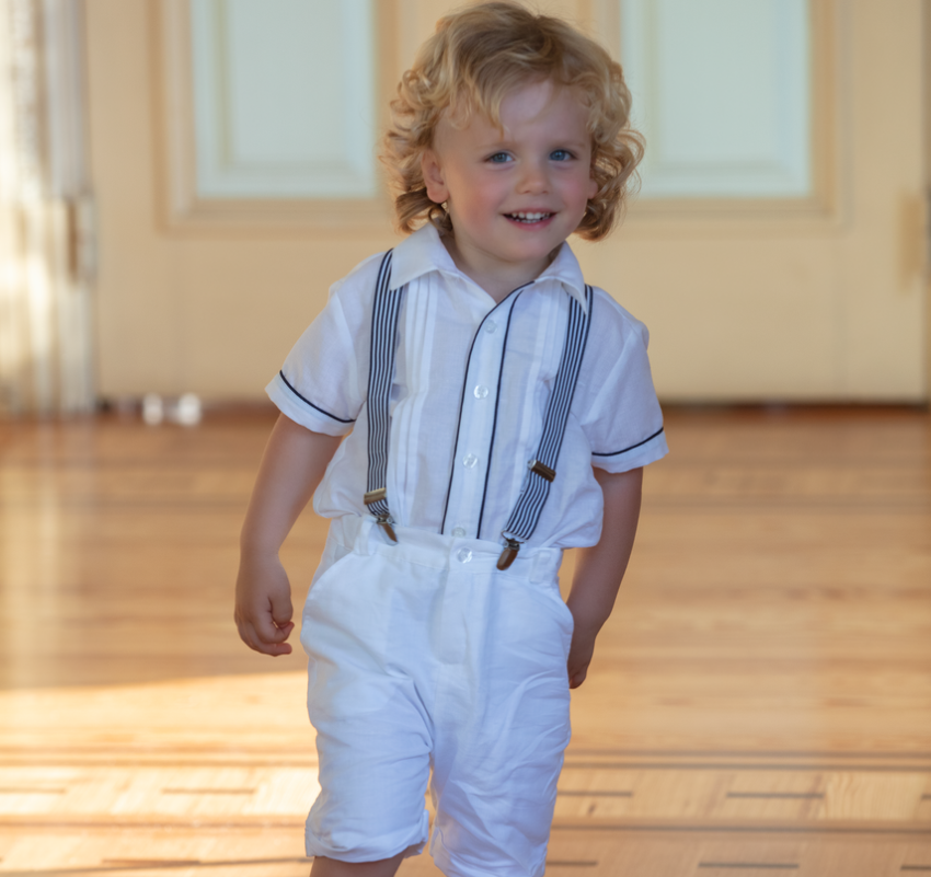 PATACHOU Boys white shorts with suspenders