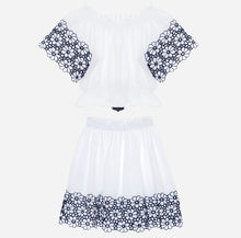 Load image into Gallery viewer, PATACHOU Navy Blue and White Set with Embroidery
