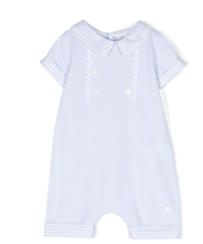 Load image into Gallery viewer, PATACHOU check pattern-detail cotton romper
