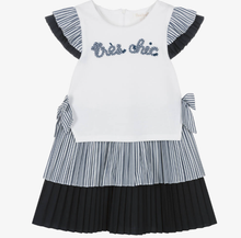 Load image into Gallery viewer, PATACHOU Girls White &amp; Navy Blue Nautical Cotton Dress
