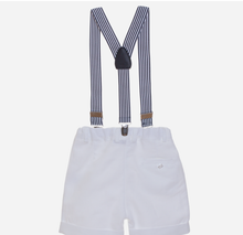 Load image into Gallery viewer, PATACHOU Boys white shorts with suspenders
