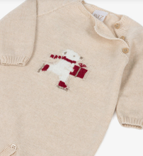 Load image into Gallery viewer, PAZ RODRIGUEZ Boys Beige Wool Knit Festive Babygrow
