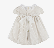 Load image into Gallery viewer, PAZ RODRIGUEZ Baby Girls Beige Cotton &amp; White Tulle Dress with Lace Collar
