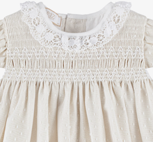 Load image into Gallery viewer, PAZ RODRIGUEZ Baby Girls Beige Cotton &amp; White Tulle Dress with Lace Collar
