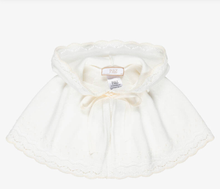 Load image into Gallery viewer, PAZ RODRIGUEZ Baby Girls Ivory Cotton Knit Cape with Knot Stitch Detail

