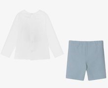 Load image into Gallery viewer, PAZ RODRIGUEZ Boys White &amp; Blue Cotton Shorts Set
