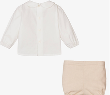 Load image into Gallery viewer, PAZ RODRIGUEZ Boys Ivory &amp; Beige Cotton Shorts Set
