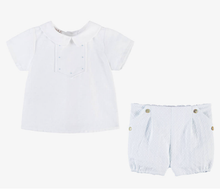 Load image into Gallery viewer, PAZ RODRIGUEZ Baby Boys White Cotton &amp; Linen Shorts Set
