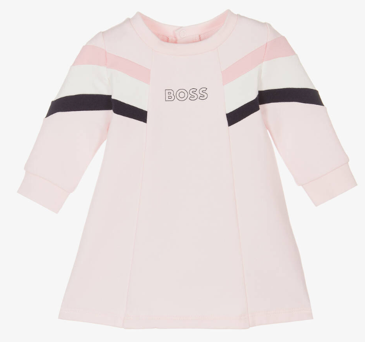 HUGO BOSS Girls Pink Cotton Dress