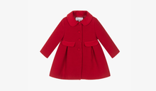 Load image into Gallery viewer, PATACHOU Girls Red Felted Coat with Velvet Trims
