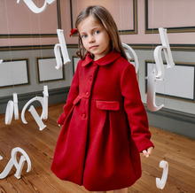 Load image into Gallery viewer, PATACHOU Girls Red Felted Coat with Velvet Trims
