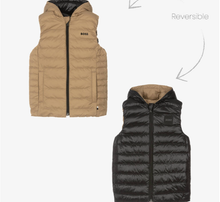 Load image into Gallery viewer, HUGO BOSS Boys Reversible Beige &amp; Black Gilet
