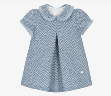 Load image into Gallery viewer, PATACHOU Girls Blue Tweed Dress with Faux Fur Trim
