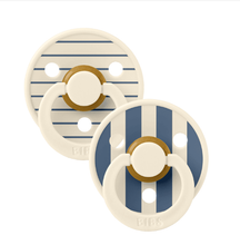Load image into Gallery viewer, BIBS Bibs Pacifier Studio Colour 2 Pack Pin Latex Size 1 Ivory Steel Blue Mix
