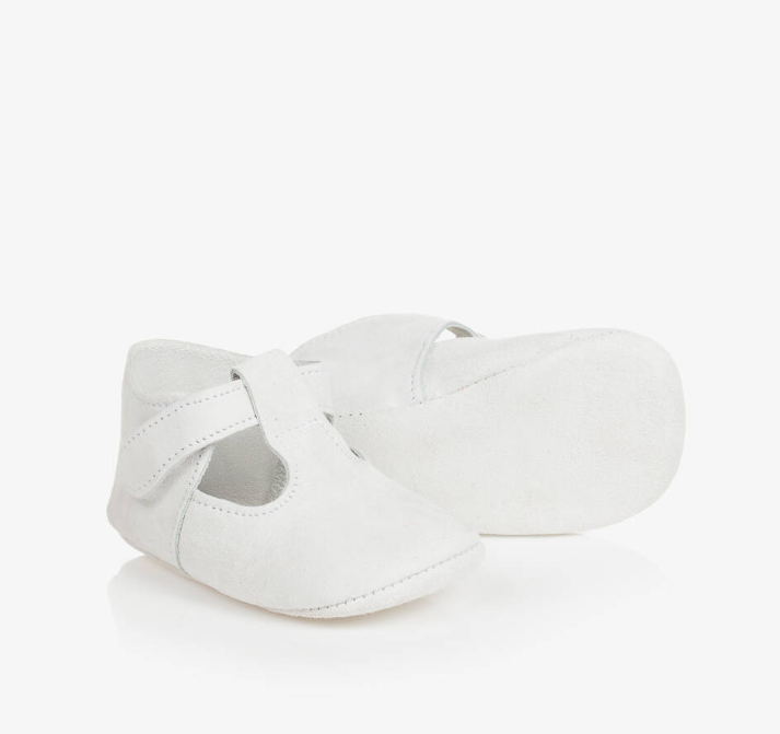 PAZ RODRIGUEZ Ivory Suede Leather Baby Pre-Walkers