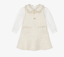Load image into Gallery viewer, PATACHOU Girls Ivory Tweed Dress with Chiffon Sleeves
