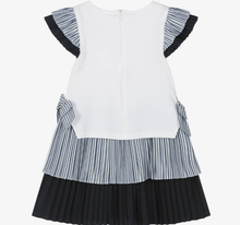 Load image into Gallery viewer, PATACHOU Girls White &amp; Navy Blue Nautical Cotton Dress
