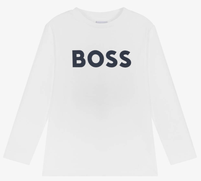 HUGO BOSS Boys White Logo Cotton T-Shirt