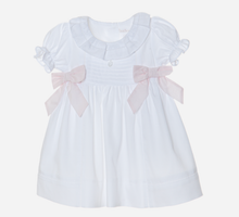 Load image into Gallery viewer, PATACHOU White dress in cotton satin with White bows
