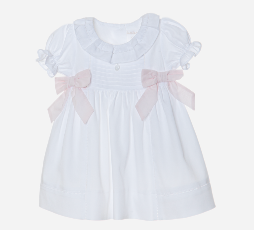 PATACHOU White dress in cotton satin with White bows