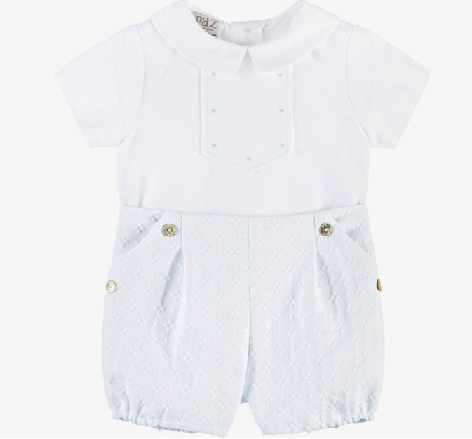 PAZ RODRIGUEZ Baby Boys White Cotton & Linen Shorts Set