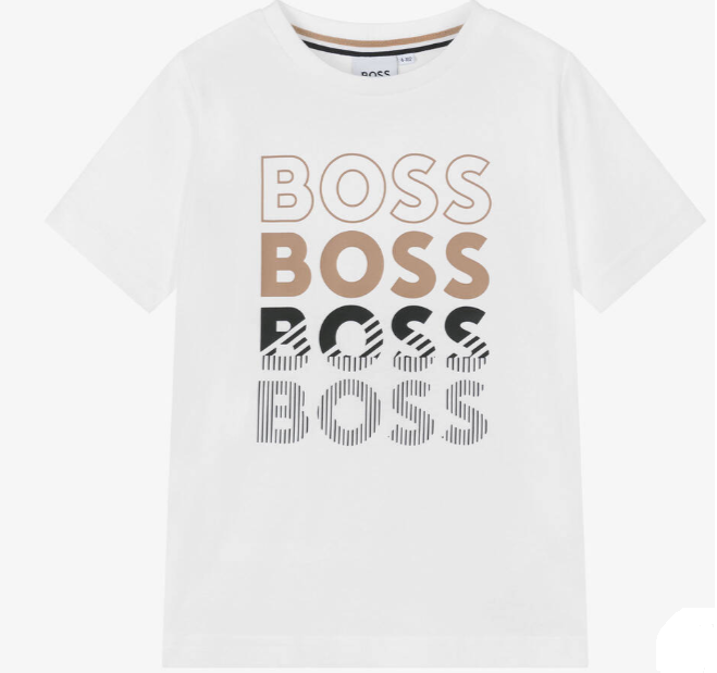 HUGO BOSS Boys White Cotton T-Shirt