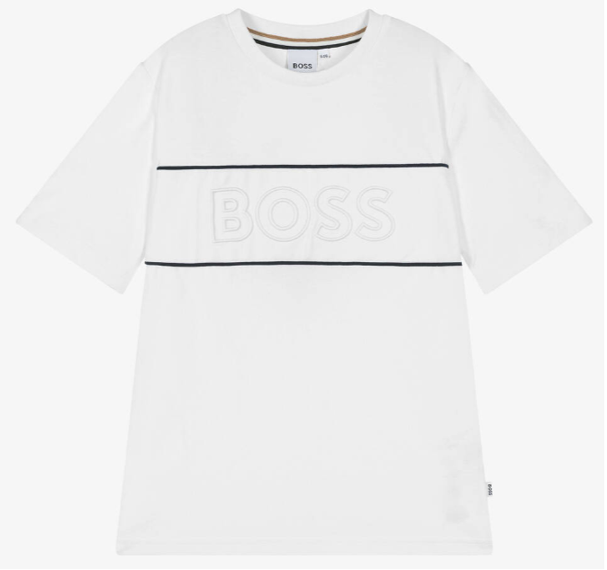 HUGO BOSS Teen Boys White Cotton Piqué T-Shirt