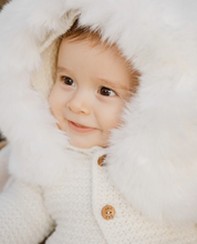 Load image into Gallery viewer, PAZ RODRIGUEZ Ivory Knitted Wool Mix Jacket with Faux Fur Trim
