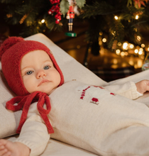 Load image into Gallery viewer, PAZ RODRIGUEZ Boys Beige Wool Knit Festive Babygrow
