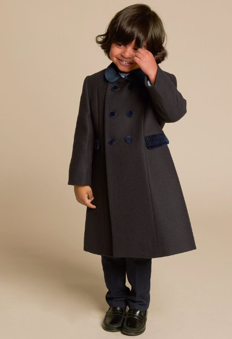 ANCAR Classic Navy Blue Wool Coat